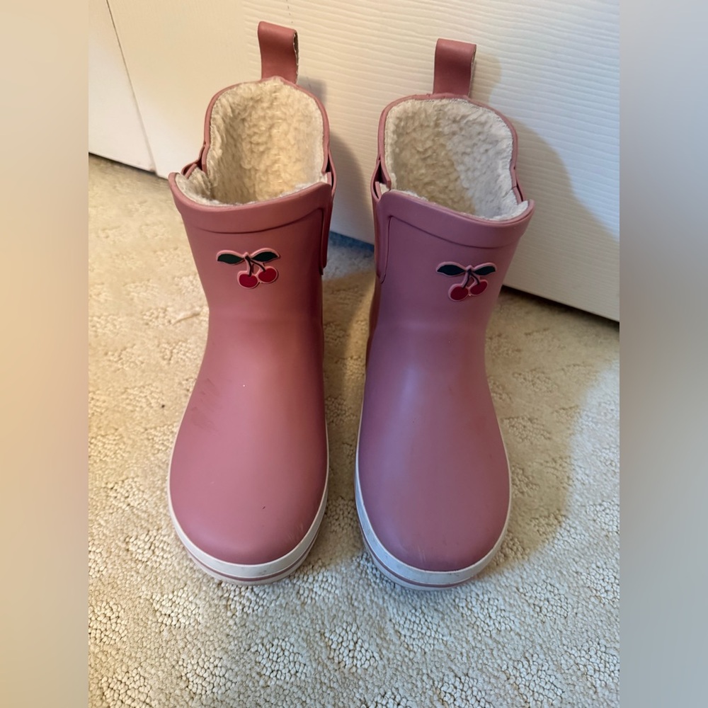 Konges Slojd Pink Kids Rain Boots with Cherry Design